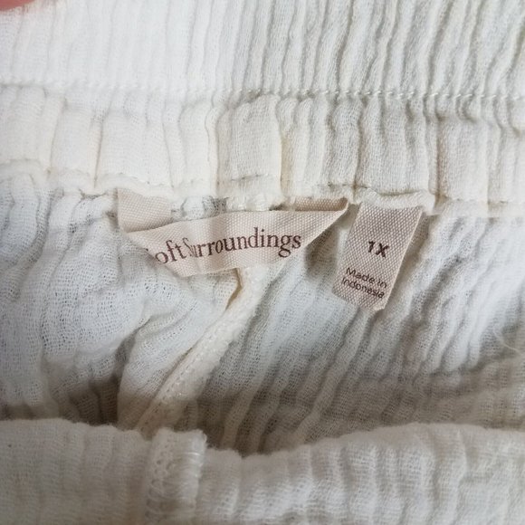 NEW Soft Surroundings Women's 1X Pants Crop Gauze Beach Pull On Casual Ivory - Picture 16 of 16